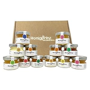 Honig Geschenk Set – 12 verschiedene Sorten – 100% Deutscher Honig [12 x 28 Gramm] Probier Set Honigprinz Familien-Imkerei