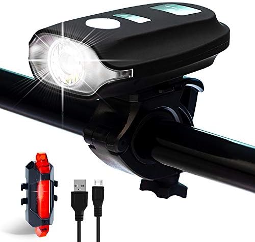 Metaku Bike Lights Rechargeable Bike Light Set LED Bicycle Lights Front and Rear USB 4 Modes 350 Lumens 1200mAh Waterproof Mountain Cycle Lights Smart Sensor Cycling Headlight Taillight Combinations