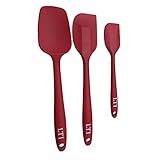 3-Piece Red Silicone Spatula Set By LTI – 600ºF Heat Resistant Non-Stick, Silicone Spatulas – Dishwasher Safe Rubber Spatulas - Great Spoonula, Large Spatula, Small Spatula -for Cooking, Baking, Mixi