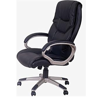 Homcom Chaise Bureau Luxe Pivotant Fauteuil Ordinateur Manager Noir
