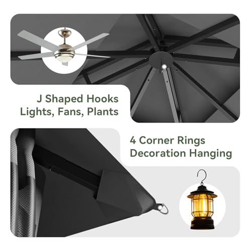 Aoxun 8'x8' Gazebo with Mosquito Netting & Wind-Resistant Double Roof for Patio image 19