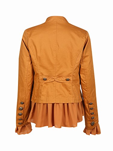 ASMAX Womens Vintage Ruffle Lightweight Open Front Coat Cardigan Jacket(S,Khaki) - Thumbnail 4