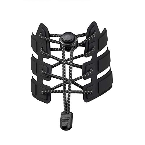 No Tie Shoelaces, Reflective Elastic Lock Shoe Laces by iLiveX, One Size Fits All Adult and Kids Shoes (Black)