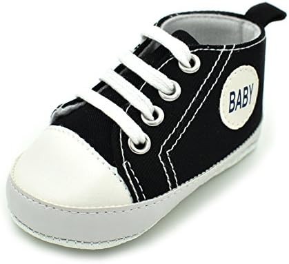 HEOPER Baby Girls Boys Shoes Infant Sweet Canvas Anti-Skid Soft Trainer 3-18 Months Black-12.5cm