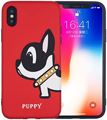 FACEVER Cute Puppy Dog Personalised Design Case Matte Anti-Fingerprint Soft Silicone Funny Dogs Protective Cover Compatible Apple iPhone X iPhone 10 -Puppy