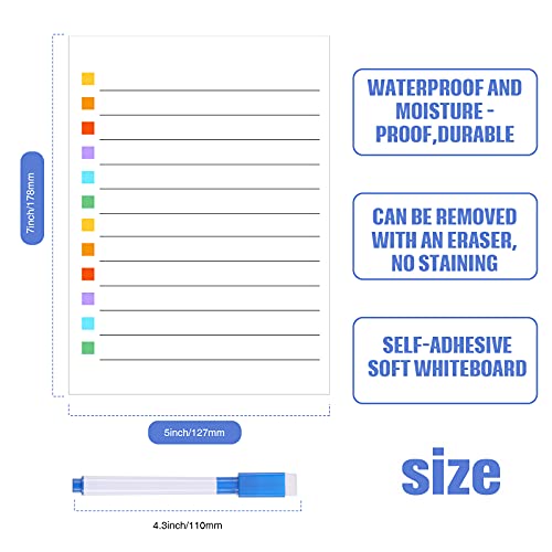 6 Pieces Dry Erase to Do List Reusable Lined Stickies Bright Daily