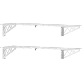 MonsterRax | Garage Wall Shelf Two-Pack White or Hammertone | Three Size Options | Includes Bike Hooks | 300lb Weight Capacity (White, 12''x36'') MR-WS1 12x36-W