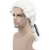 karlery Judge Colonial Wig Man Long Wave White Wig for Halloween Costume Cosplay Party