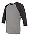 Bella + Canvas Unisex 3/4-Sleeve Baseball T-Shirt L DEEP HEATHR/ BLK