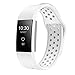 iGK Silicone Replacement Bands Compatible for Fitbit Charge 2, Adjustable Breathable Sport Strap Smartwatch Fitness Wristband with Air Holes with Clsap White Small