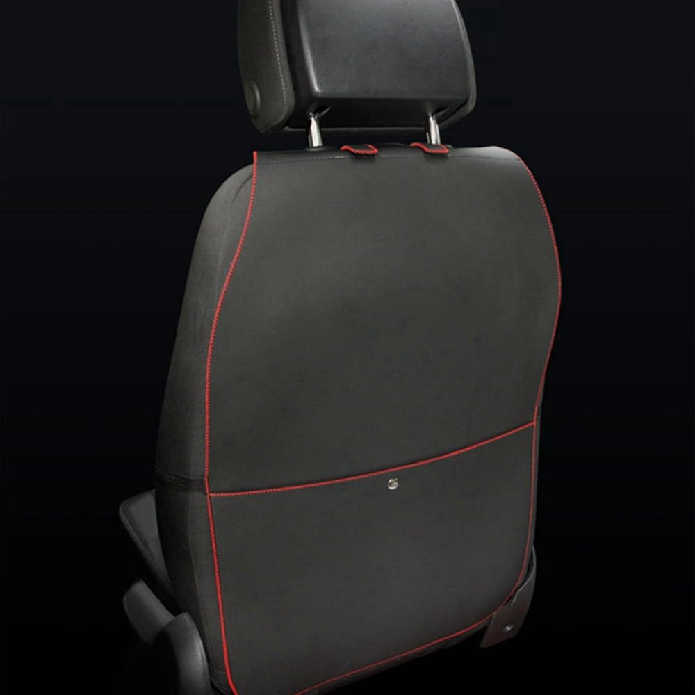 HONCENMAX Kick Mat Car Seat Back Protector Waterproof Easy to Clean Multifunctional Organizer Storage Bag Travel Accessory PU Leather [2 Pack] Black-Red