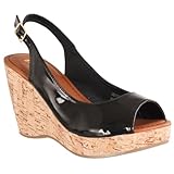 Riverberry Womens Vesper Patent Slingback Platform Wedges