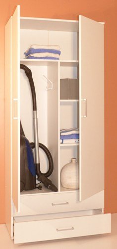 Schranksystem buche bzw. weiß dekor Staubsaugerschrank Türenschrank weiss BV-VERTRIEB Mehrzweckschrank weiss - (1763)