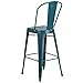 Flash Furniture 4 Pk. 30'' High Distressed Kelly Blue-Teal Metal Indoor-Outdoor Barstool with Back