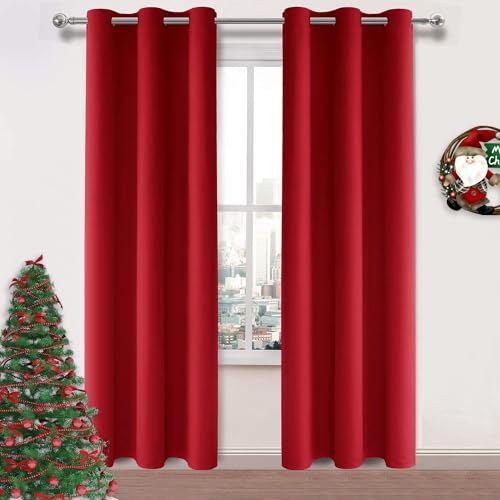 DWCN Red Blackout Curtains for Living Room, Christmas Curtain 84 Inch Length, Solid Room Darkening Drapes for Windows - W42 x L84 Inch, Set of 2 — image 1