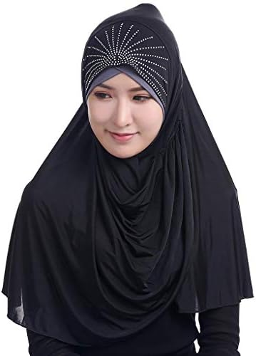 Muslim Women Slip-On Scarf- Islamic Dubai Turkish Ramadan Festival Diamonds Caps for Women with Chemo Cancer Hair Loss