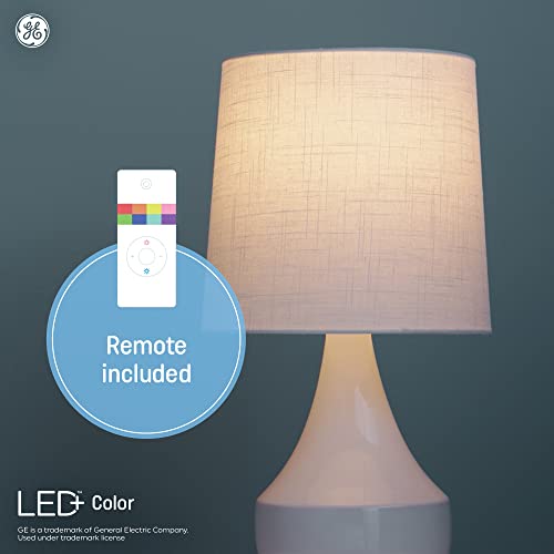 GE LED+ Color Changing LED Light Bulb with Remote, Multicolor, A19