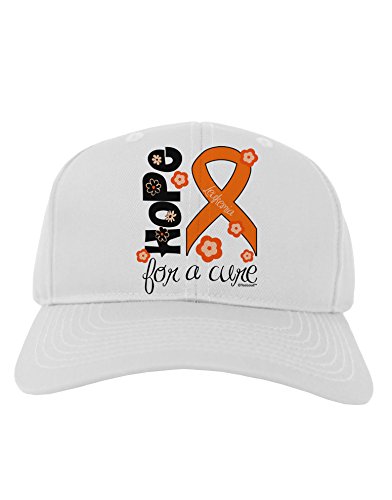 TOOLOUD Hope for a Cure - Orange Ribbon Leukemia - Flowers Adult Baseball Cap Hat - White