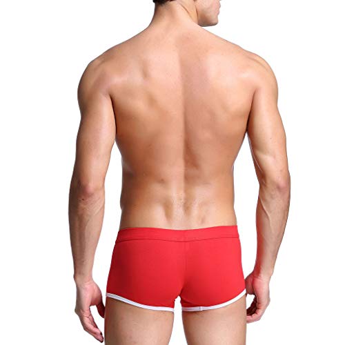 Simayixx Man Soft Panties Men's Boxer Briefs Shorts Thong Pouch Soft Underpants Trunks Mesh Underwear for Male G-String Red