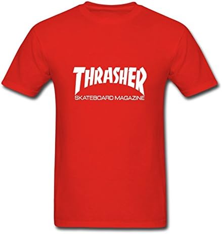 Fowe Men's Short Sleeve O Neck Thrasher Skateboard Cotton T Shirts Small Red