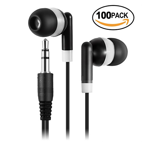 Keewonda Wholesale Bulk Earbuds Headphones 100 Pack Kids Earbuds Student Classroom Headphones