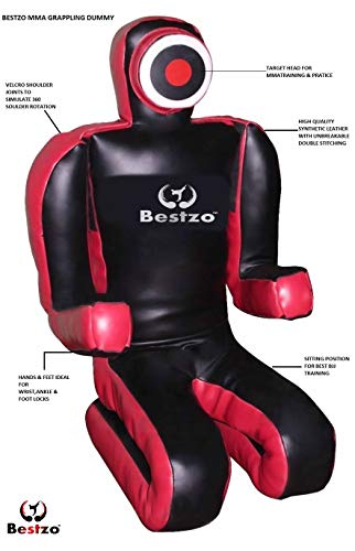 Bestzo MMA Martial Arts Brazilian Grappling Dummy Wrestling Grappling Dummy Black,Throwing Dummy for Karate,Boxing Training Synthetic Leather- 59 inches-Unfilled