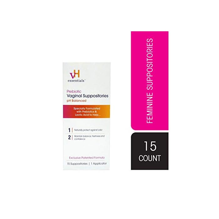 vH essentials Prebiotic PH Balanced Vaginal SuppositoriesBox, Original Version, 15 Count