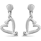 UNOde50 ONE LOVE Heart Dangle Earrings, Sterling Silver-Plated
