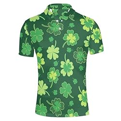 HUGS IDEA Green Clovers Polo Shirts for Men