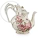 Rose Pattern Ceramic Tea Pot, STARVAST Vintage Floral Pottery Teapot Ivory 28oz Large Porcelain Decorative Teapot, Gifts or Collections Idea (Capacity: 800 mL)