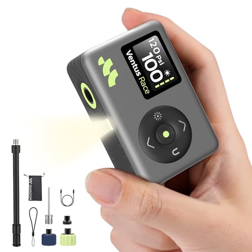 Woowind Portable Mini Air Compressor, Quick Inflation in 50s, 120 PSI / 8.3BAR, Bike Pump Compatible with Presta and Schrader Valves for Road, MTB and E-Bike