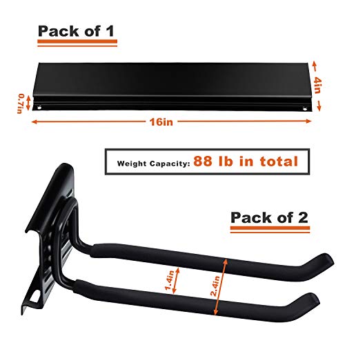 Wall Mount Storage Rack System Garage Hooks (2 Double Hanger, Small Set) - Thumbnail 4