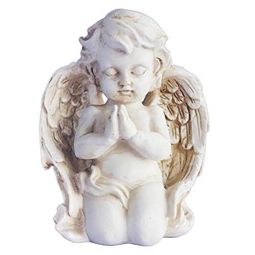 Kneeling Praying Cherub Statue Angel Statue Figurine Indoor Outdoor Home Garden Decoration Wings Angel Statue Sculpture Memorial Statue (Kneeling Praying Cherub)