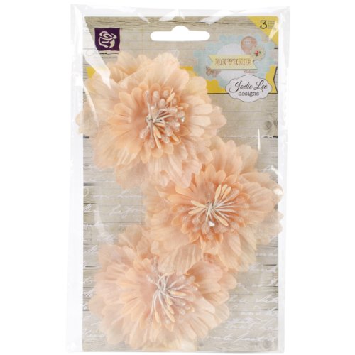 Prima Marketing Divine Fabric Flowers 3" 3/Pkg - Peach