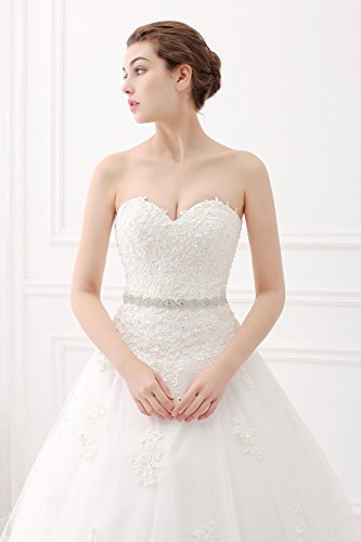 ScelleBridal Sweetheart Strapless A-line Lace Appliques Wedding Dresses for Bride Ivory 16