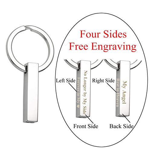 Personalized Master Free Engraving Custom Stainless Steel Vertical Cuboid Spuare Cube Bar Urn Necklace/Keychain Key Ring for Ashes Keepsake Memorial Cremation Jewelry+Funnel Kit+Gift Box - Thumbnail 2