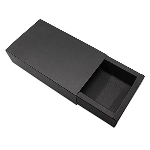 Rectangle Black Kraft Paper Drawer Box Festival Gift Wrapping Boxes Soap Jewelry Candy Weeding Party Favors Gift Packaging Boxes (15 pack / 15x8x4cm(5.9