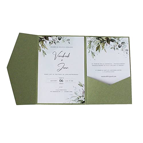 MillaSaw - Olive Green Wedding Invitation Box for Wedding, Engagement, Graduation, Anniversary, 25 Pieces (Olive Green)