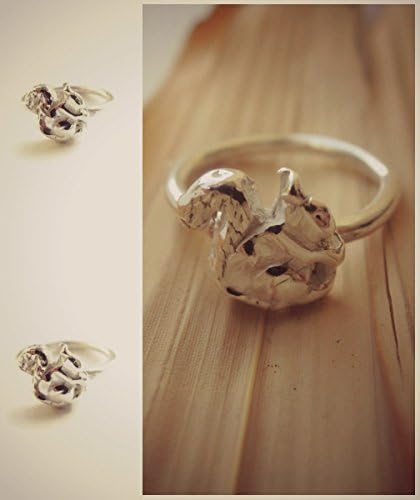 Squirrel Fine Silver Ring | Woodland Wildlife Nature for Wife Mother by Streten