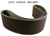 2x72 - 600 Grit 6 Pack - Premium Silicon Carbide Knife Sharpening Belts Made in USA