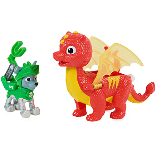 Paw Patrol, Rescue Knights Rocky and Dragon Flame Action Figures Set