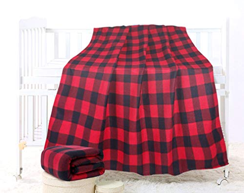 Lullaby Plaid Ultra-Soft Polar Fleece Home Outdoors Camping Blanket (Red)