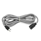 Rustic State Vintage Fabric Braided 12 Feet Extension Cord with 3 Prong Plug | 16 Gauge Heavy Duty | Chevron Black and White
