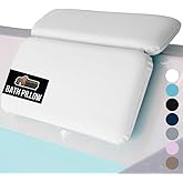 GORILLA GRIP Bath Pillow for Tub, Strong Suction Cups, Luxury Bathtub Pillows, Headrest Neck and Back Support, Relaxing Hot Tub and Home Spa Accessories, Bathroom Essentials, Gifts for Women, White