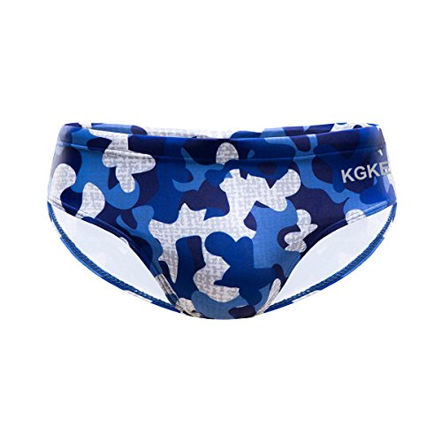 KGKE Mens Sexy Swim Briefs Camo Pattern Bikini Swimsuit for Men (Blue Camo, L)