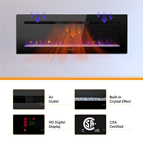 MFSTUDIO Electric Fireplace Inserts, 30 inch Fireplace Heater Recessed