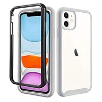 Ownest Compatible with iPhone 6.1 Case (2019) with Clear Acrylic Heavy 2 in 1 Protection Hard Back TPU PC Shockproof Scratch Resistant for iPhone 6.1 (6.1 Inch)-White+Black