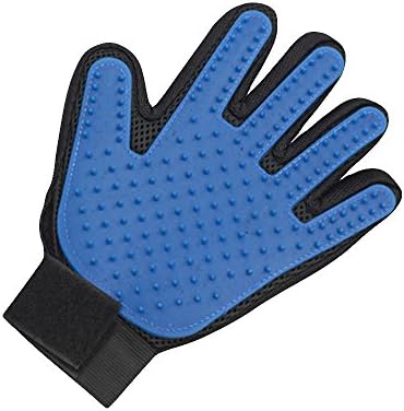 PetsGarden Deshedding Brush Glove Pet Hair Remover Glove Pet Grooming Tools (Left Hand, Blue)