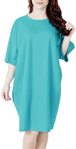 Amy Alder Nightshirt Nightgown Sleepshirt Nightdress Cotton, Caribbean Blue