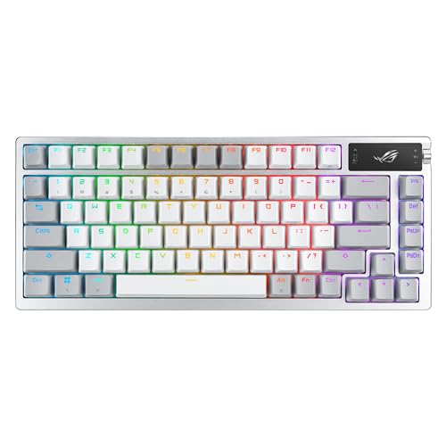 ASUS ROG Azoth 75 % Wireless DIY Custom Gaming Keyboard, OLED Display, Three-Layer-Dampening, Hot-Swappable ROG NX Snow Switches & Keyboard Stabilizer